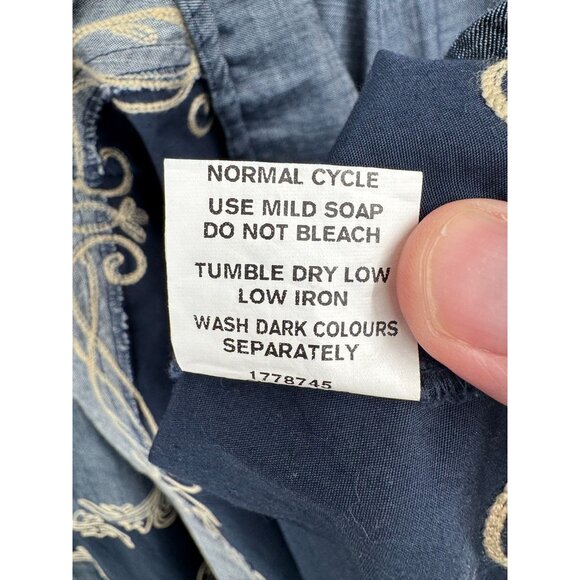 eShakti Custom Chambray Embroidered‎ A-Line Dress Women's Size Small Blue - Picture 11 of 13